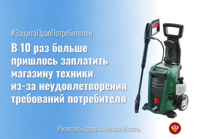 В 10 раз больше пришлось заплатить магазину техники из-за неудовлетворения требований потребителя